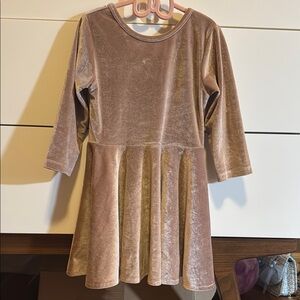 Elegant Velvet Kids Dress in Beige